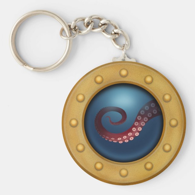 Llavero Buque Porthole con Steampunk Nautical Octopus (Frente)