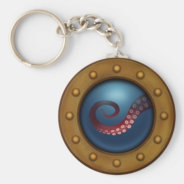 Llavero Buque Porthole Deep Sea Explorer Octopus Steampunk (Frente)
