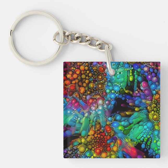 Llavero Burbuja psicodélica explota dias abstractas (Frente)