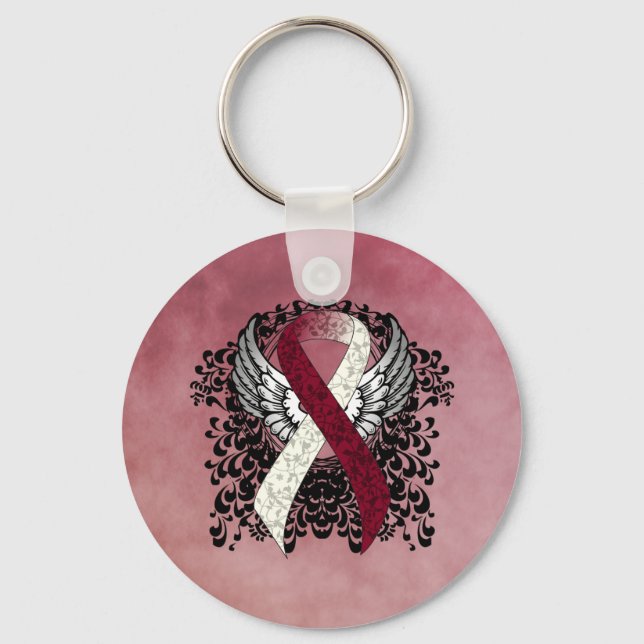 Llavero Burgundy and Ivory Ribbon with Wings (Anverso)
