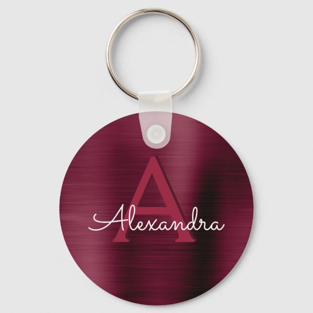 Llavero Burgundy Morple Faux Stainless Steless Monograma (Anverso)