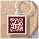 Llavero Burgundy Red | Custom QR Code Keychain<br><div class="desc">Customizable burgundy red and white QR Code keychain. For business, corporate or personal use. Add your website URL address, social media handle or Venmo, PayPal or Cash App link. Click on " personalize this template" and add your URL to the area provided, and a brand new unique QR code will...</div>