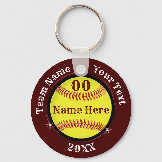 Llavero Burgundy y Black Personalized Sofball Keychain (Anverso)