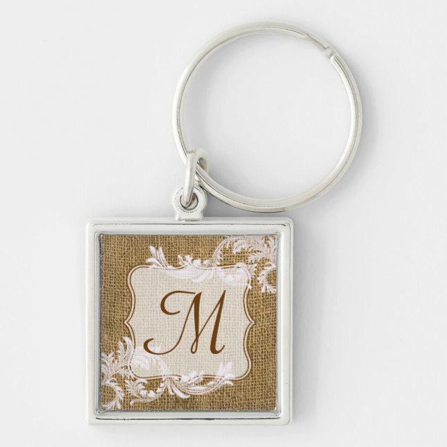 Llavero Burlap Country Lace Applictic Fabr Key Chain (Frente)