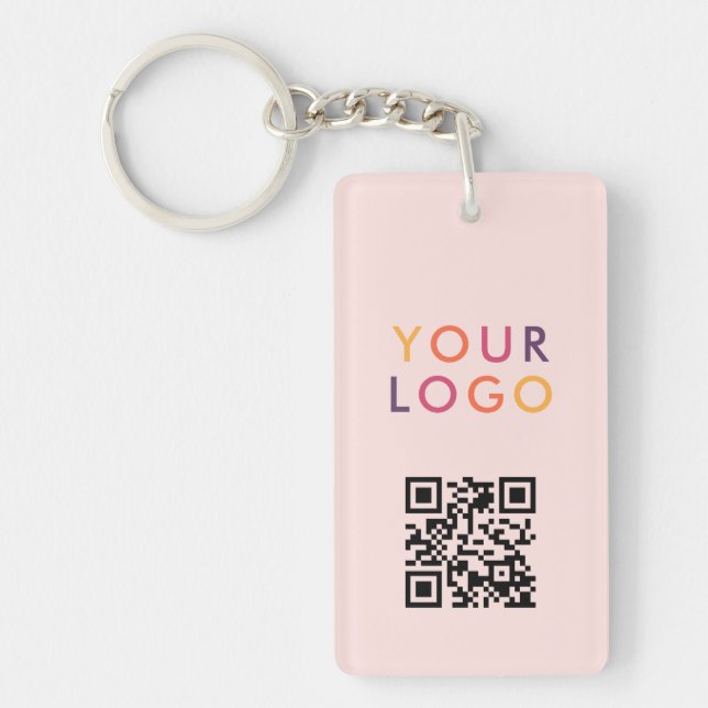 Llavero Business QR Code Logo Blush Pink (Frente)