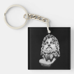 Llavero Busto de mármol grecorromano clásico en blanco y n