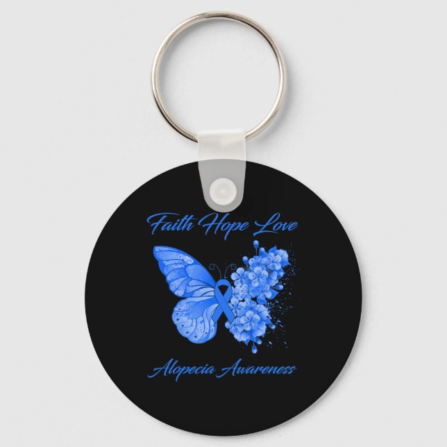 Llavero Butterfly Faith Hope Love Alopecia Conciencia (Anverso)