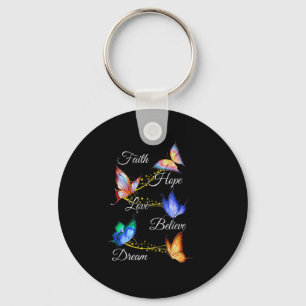 Llavero Butterfly Faith Hope Love Believe Dream Christian