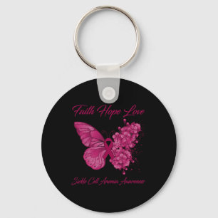 Llavero Butterfly Faith Hope Love Sickle Cell Anemia Aware