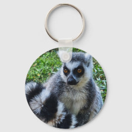 Llavero Button met ringstaartmaki – unieke dierenprint