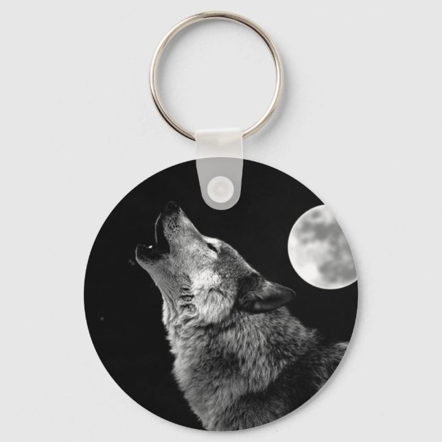 Llavero BW Wolf Howling en la Luna (Anverso)