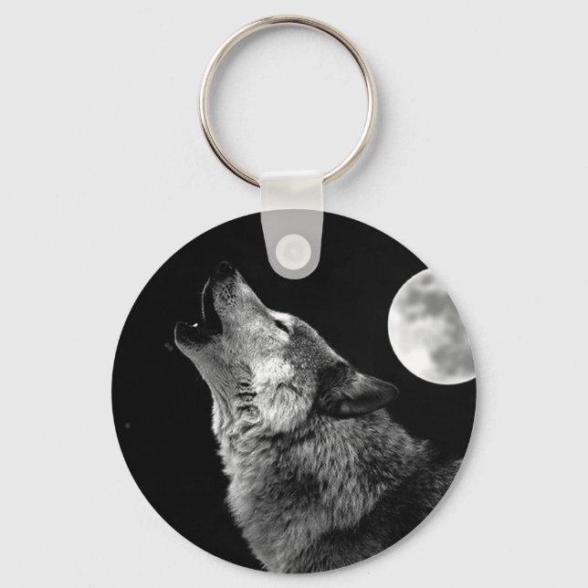 Llavero BW Wolf Howling en la Luna (Anverso)