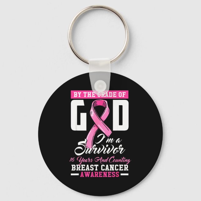 Llavero By The Grace Of God Survivor 16 Year Breast Cancer (Anverso)