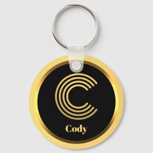 Llavero C Carta monogramada de oro personalizada