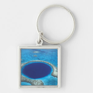 Llavero CA, Belice. Vista aérea de Blue Hole (diámetro