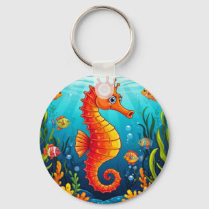 Llavero Caballito de mar de dibujos animados en un vibrant