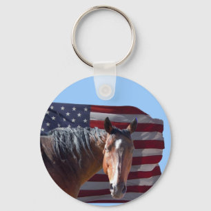 Llavero Caballo americano y bandera cuartos - patrióticos