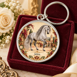 Llavero Caballo Andaluz Español Elegante Personalizado