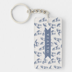 Llavero Caballo Azul Vintage Personalizado Clásico Campest