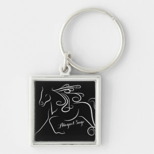 Llavero Caballo blanco negro bonito personalizado de la