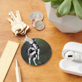 Llavero Caballo blanco y negro sobre pintura