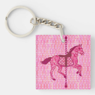 Llavero Caballo de carrusel - Fuchsia rosa