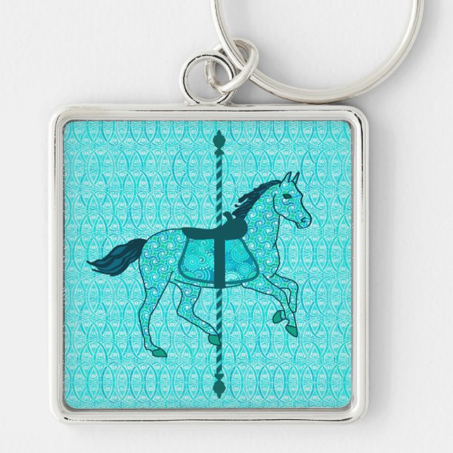 Llavero Caballo de Carusel - Turquesa y Aqua (Frente)