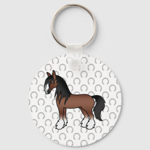 Llavero Caballo de Dibujos Animados Brown Gypsy Vanner Cly