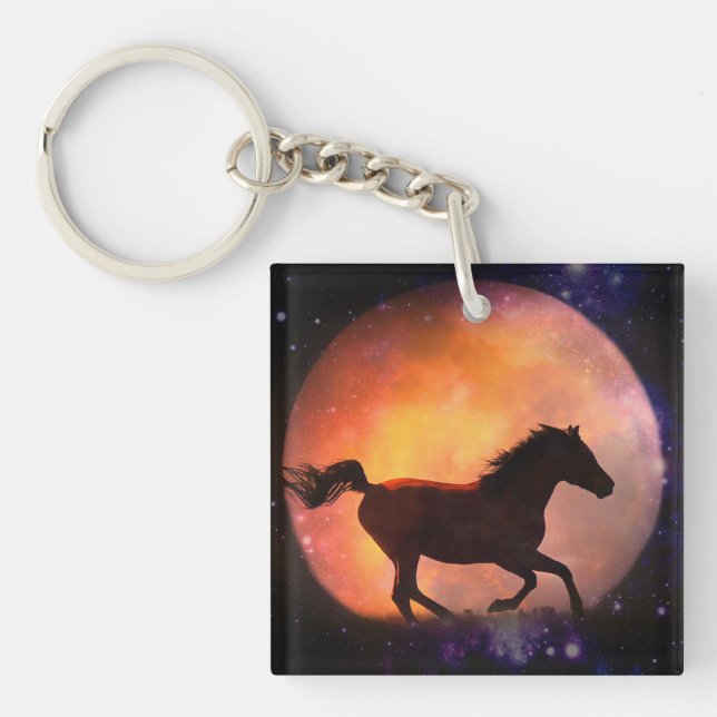 Llavero Caballo de fantasía y cadena de la luna (Frente)