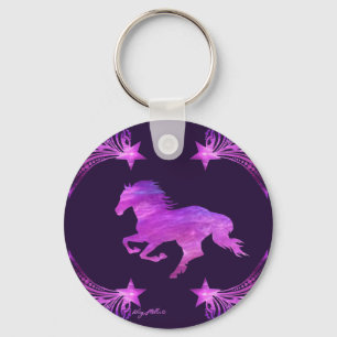 Llavero Caballo de Gallopaje rosa y púrpura