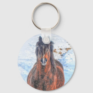 Llavero Caballo de invierno en campo de nieve 2