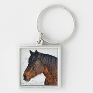 Llavero Caballo de invierno en campo de nieve 3