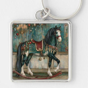 Llavero Caballo de Navidad Victoriano Majestuoso