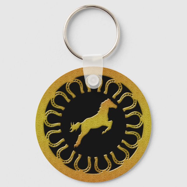 LLAVERO CABALLO DE ORO Y HORSESHORAS (Anverso)