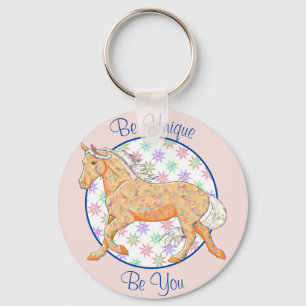 Llavero Caballo de Palomino naranja (rosa/azul)
