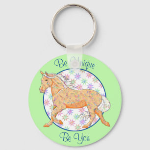 Llavero Caballo de Palomino naranja (rosa/verde)