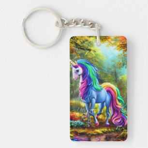 Llavero Caballo de unicornio colorido en el bosque 46567