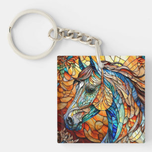 Llavero Caballo de vidrio emplomado vibrante 25