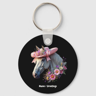 Llavero Caballo elegante Gorra de Sol Rosa Derby de Mujere