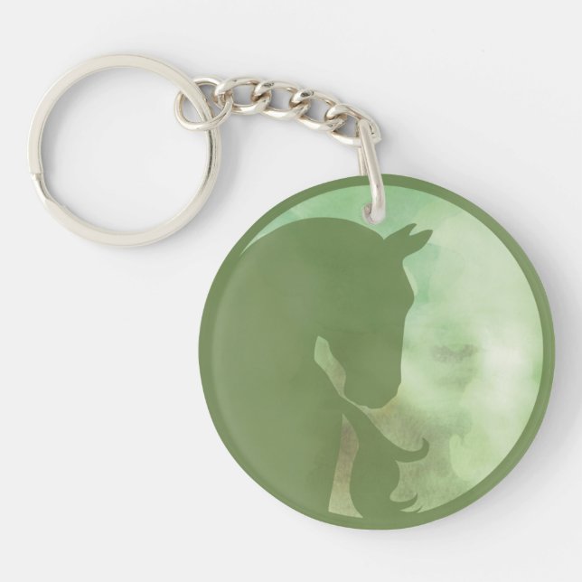 Llavero Caballo en círculo - Keychain verde (Frente)