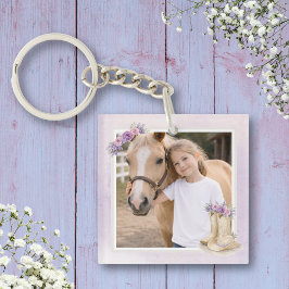 Llavero Caballo Floral Morado para Niñas
