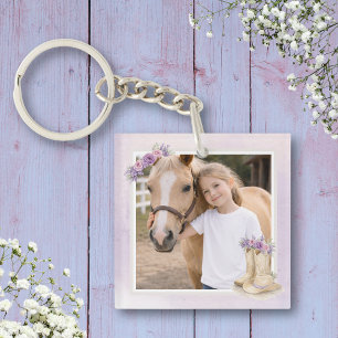 Llavero Caballo Floral Morado para Niñas