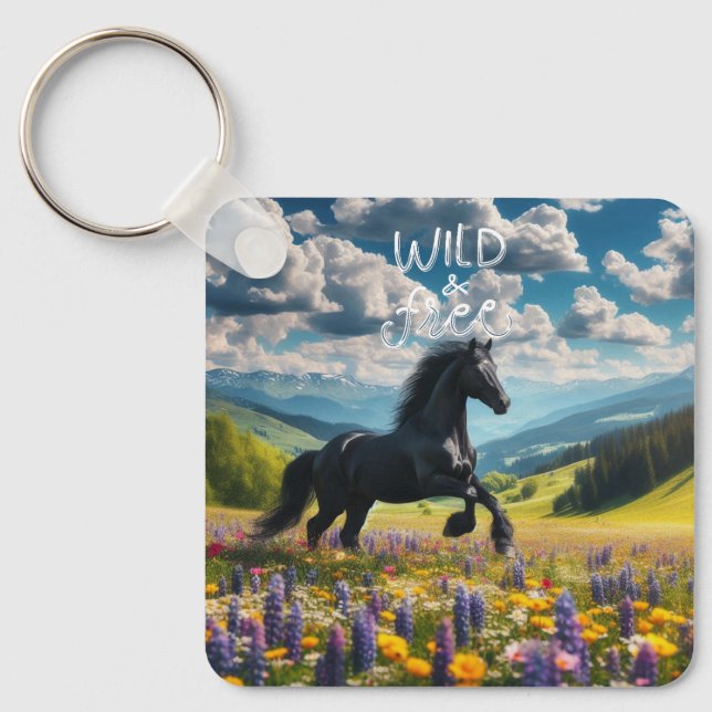 Llavero Caballo floral/resorte/semental (Anverso)