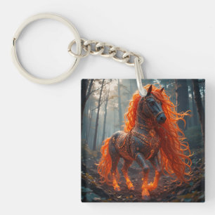 Llavero Caballo Ígneo Encantado Con Crin Vibrante