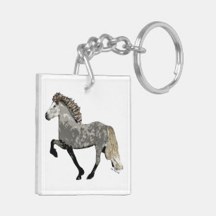 Llavero Caballo islandés en un laberinto gris-Art Deco Ast