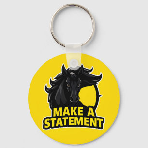 Llavero Caballo Negro en Negrita con Texto Motivacional