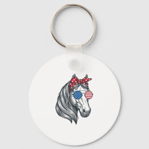 Llavero Caballo Patriótico Con Gafas De Sol De Bandera Vin
