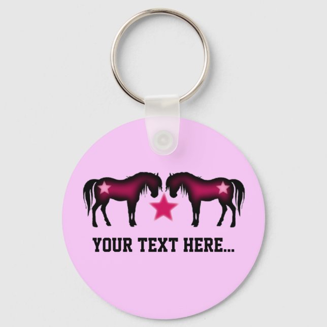 Llavero Caballo Personalizado Rosa Girly (Anverso)