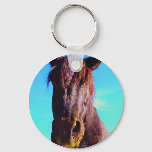 Llavero Caballo púrpura con boca verde (Anverso)