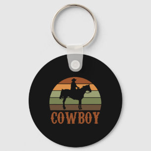 Llavero Caballo retro montando Rodeo Cowboy Occidental